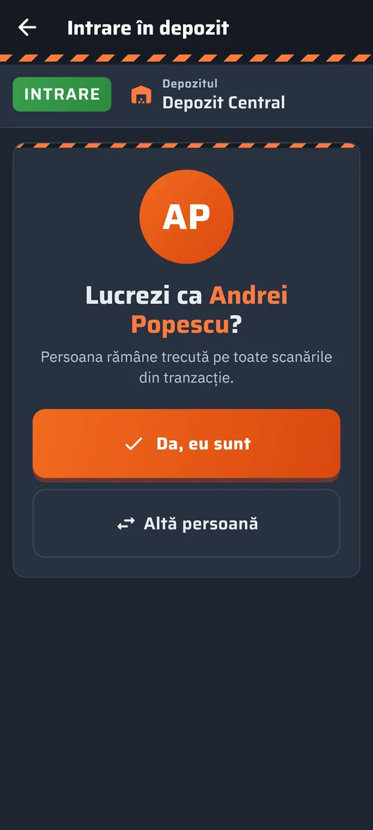 „Lucrezi ca Andrei Popescu?” în aplicația Trasabilitate Explozibil, pe telefon (date demonstrative)