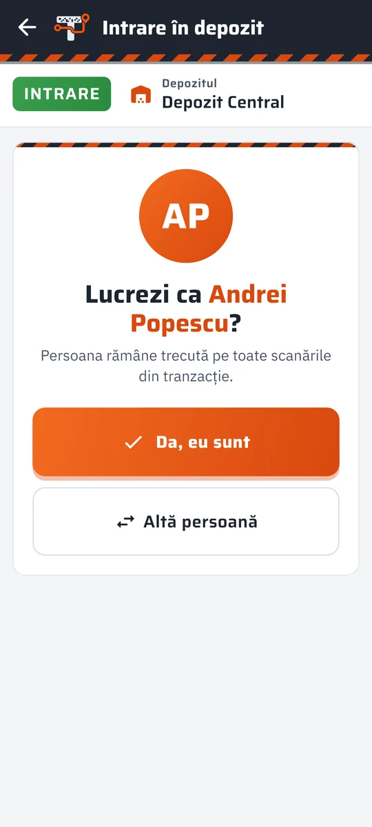 „Lucrezi ca Andrei Popescu?” în aplicația Trasabilitate Explozibil, pe telefon (date demonstrative)