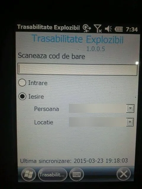 Ecranul de ieșire din aplicație, cu persoana și locația alese